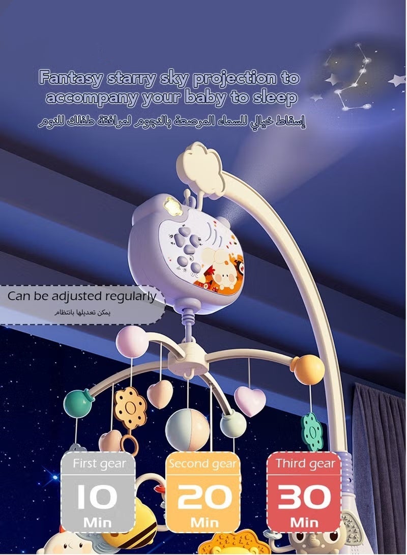 Soofam Remote-controlled rotating alarm toy, baby toy with projection and music functions, 360-degree rotation, comfortable baby crib bell, for lulling children to sleep (battery included) - Image 5