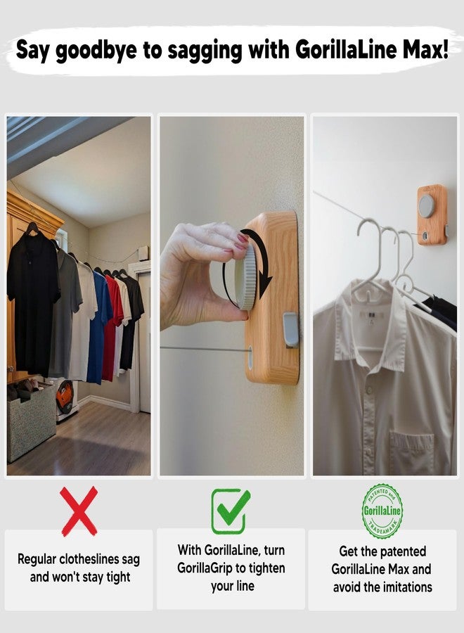 GorillaLine Max - Retractable Clothesline Indoor Outdoor Clothes Line | Heavy Duty Clothes Drying Laundry Line | Wall Mounted Drying Rack Clothing Line | with GorillaGrip Technology - Image 2