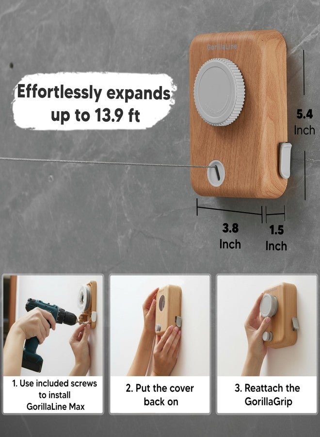 GorillaLine Max - Retractable Clothesline Indoor Outdoor Clothes Line | Heavy Duty Clothes Drying Laundry Line | Wall Mounted Drying Rack Clothing Line | with GorillaGrip Technology - Image 3