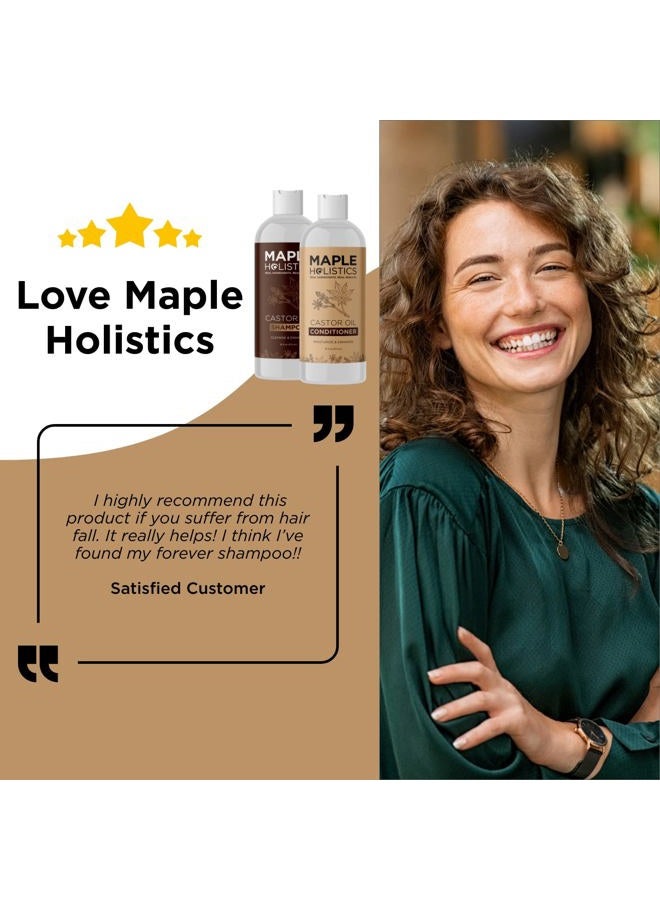 Maple Holistics Castor Oil Shampoo and Conditioner Set - Jamaican Black Castor Oil Shampoo and Biotin Collagen Conditioner - Sulfate Free Shampoo and Conditioner for Fine Hair and Dry Scalp Care (Vanilla) -16 Fl Oz - Image 5