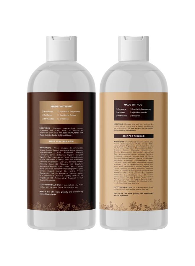 Maple Holistics Castor Oil Shampoo and Conditioner Set - Jamaican Black Castor Oil Shampoo and Biotin Collagen Conditioner - Sulfate Free Shampoo and Conditioner for Fine Hair and Dry Scalp Care (Vanilla) -16 Fl Oz - Image 2