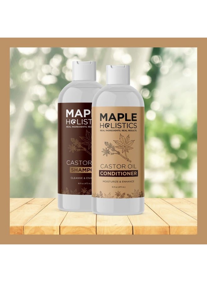 Maple Holistics Castor Oil Shampoo and Conditioner Set - Jamaican Black Castor Oil Shampoo and Biotin Collagen Conditioner - Sulfate Free Shampoo and Conditioner for Fine Hair and Dry Scalp Care (Vanilla) -16 Fl Oz - Image 4