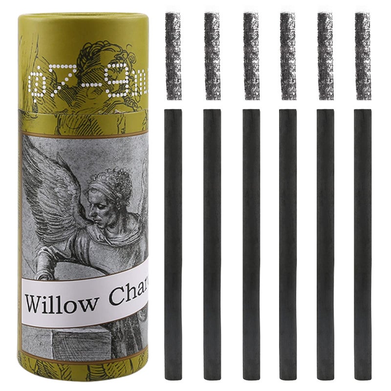 Looneng LOONENG Willow Charcoal Sticks, Natural Willow Charcoal for Artists, Beginners, or Students of All Skill Levels, Great for Sketching, Drawing, and Shading, Approx 7-9mm in Diameter, Pack of 25  - Image 1