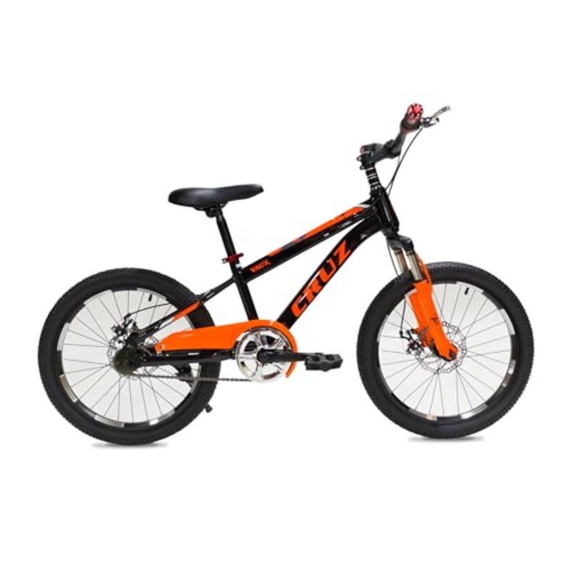 دراجة جبلية Vaux Cruz MTB لعمر 5-10 سنوات للأولاد والبنات، مقعد قابل للتعديل، فرامل قرصية، فرامل يدوية، تعليق، دراجة 16 بوصة/20 بوصة مع حامل جانبي