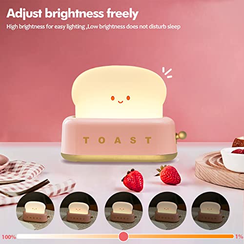 ELEPHANTBOAT® Desk Lamp Cute Cartoon Toaster Lamp Night Light for Kids Room Smile Toaster Night Light Warm Dimmable with Timing Function USB Rechargable(Art Deco) - Image 3