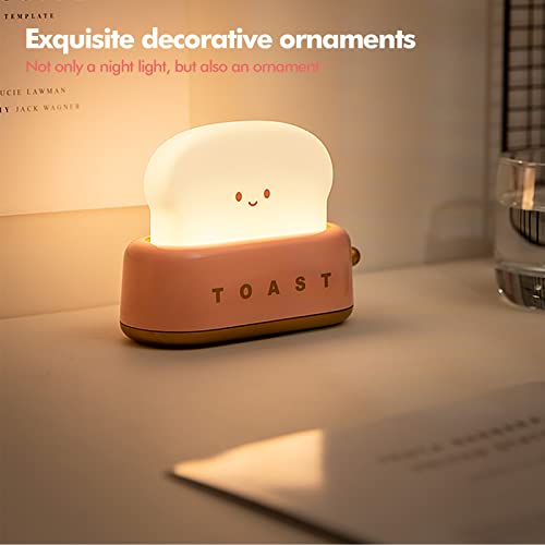 ELEPHANTBOAT® Desk Lamp Cute Cartoon Toaster Lamp Night Light for Kids Room Smile Toaster Night Light Warm Dimmable with Timing Function USB Rechargable(Art Deco) - Image 5