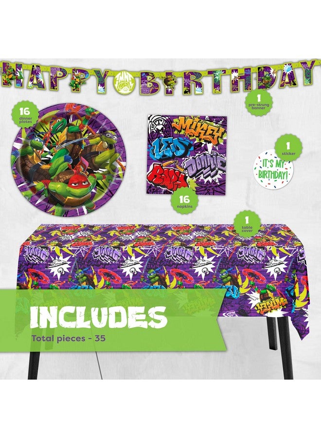 Unique Ninja Turtle Party Decorations | Ninja Turtle Birthday Decorations | Teenage Mutant Ninja Turtles Party Supplies | TMNT | Serves 16 Guests | Officially Licensed, Green - Image 2