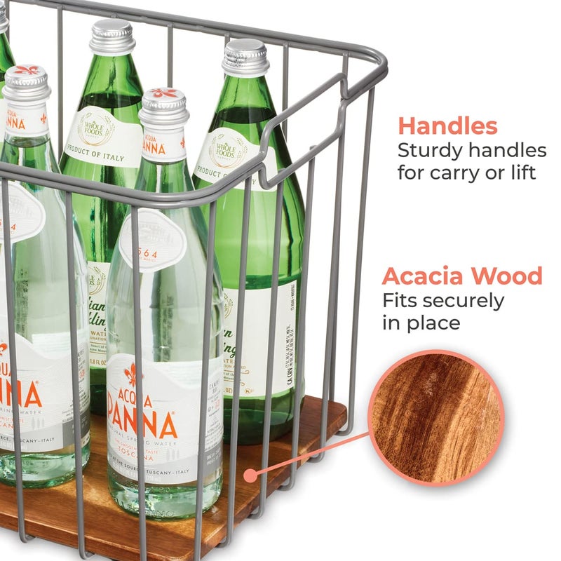 InterDesign iDesign Ria Safford Collection Deep Pantry Wire Basket with Acacia Wood, 14.25" x 12.5" x 12", 15.25" x 12.5" x 12" - Image 5