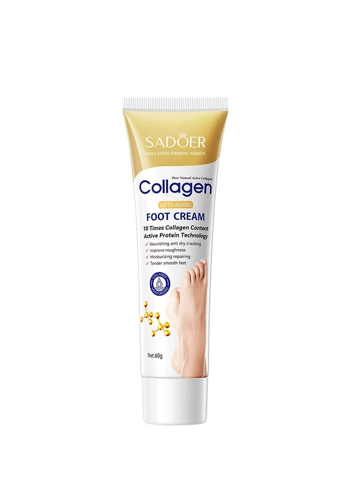 SADOER Collagen Anti Wrinkle Foot Cream, Nourishing Whitening Moisturizing Skin Care Cream, Fast Absorbing Anti Ageing Foot Cream, Smooth And Soft Skin Crack Repair Cream To Remove Wrinkles Darkness - Image 1