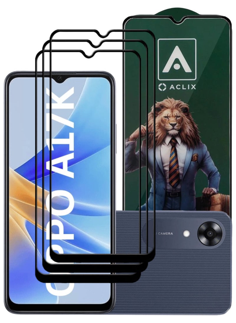 ACLIX 3 Pieces Antistatic ESD Dustproof Premium Quality High Definition Tempered Glass Screen Protector Designed For Oppo A17k - Image 1