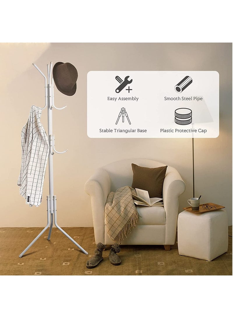 DubaiGallery Coat Stands Coat Racks Large Hanger with Shoe Rack Standing Metal Coat Rack Hat Hanger 6 Hook Space Saving Umbrella Tree Stand Multi-Purpose Coat Umbrella Stand hat Shoe Rack Metal - Image 1