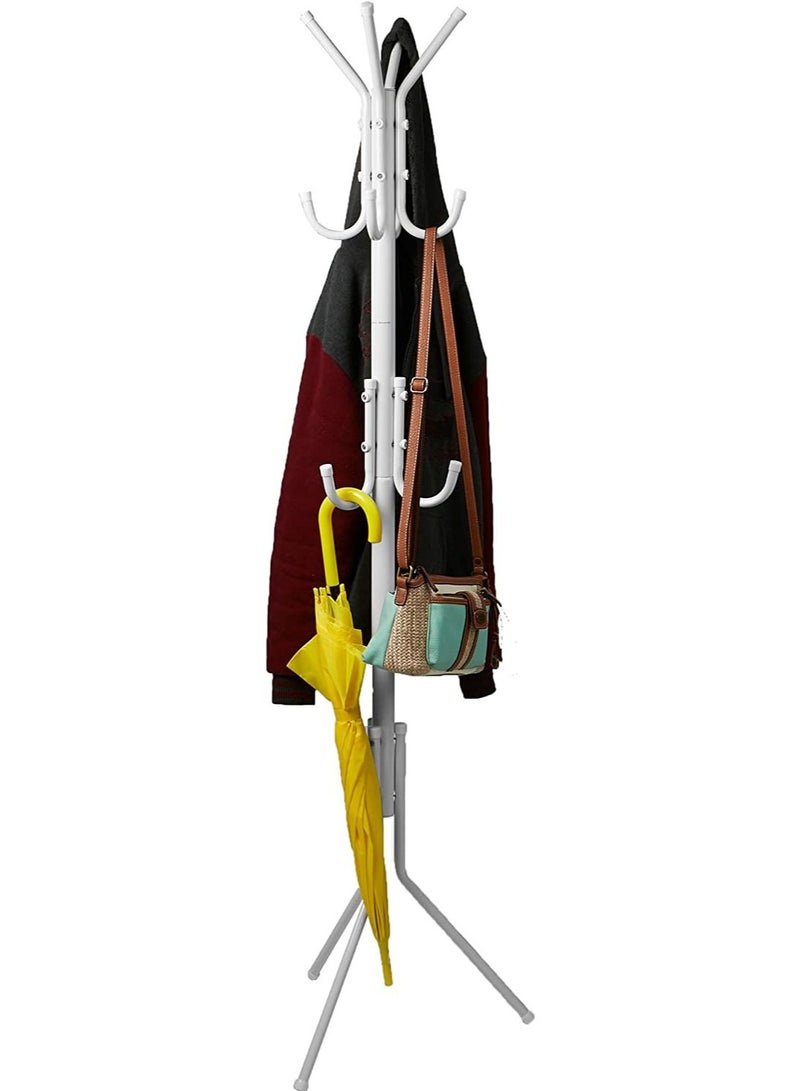 DubaiGallery Coat Stands Coat Racks Large Hanger with Shoe Rack Standing Metal Coat Rack Hat Hanger 6 Hook Space Saving Umbrella Tree Stand Multi-Purpose Coat Umbrella Stand hat Shoe Rack Metal - Image 2