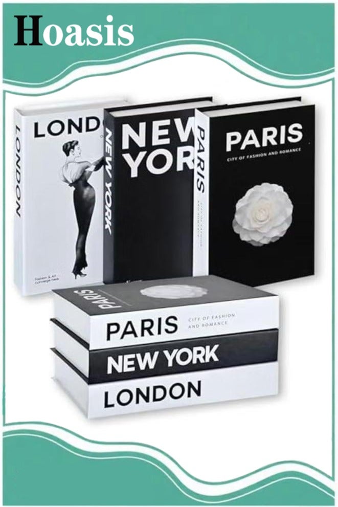 Hoasis Decorative Books for Home Decor, Set of 3 Stylish Fake Books Decor Aesthetic,for Coffee Table Decor, Living Room, Table, Shelf Decor, Modern Hardcover Stacked Display Books - Image 1