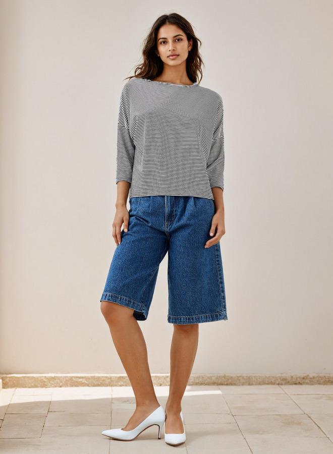 سبلاش فيڤ تيشيرت مخطط بأكمام منسدلة - Image 2