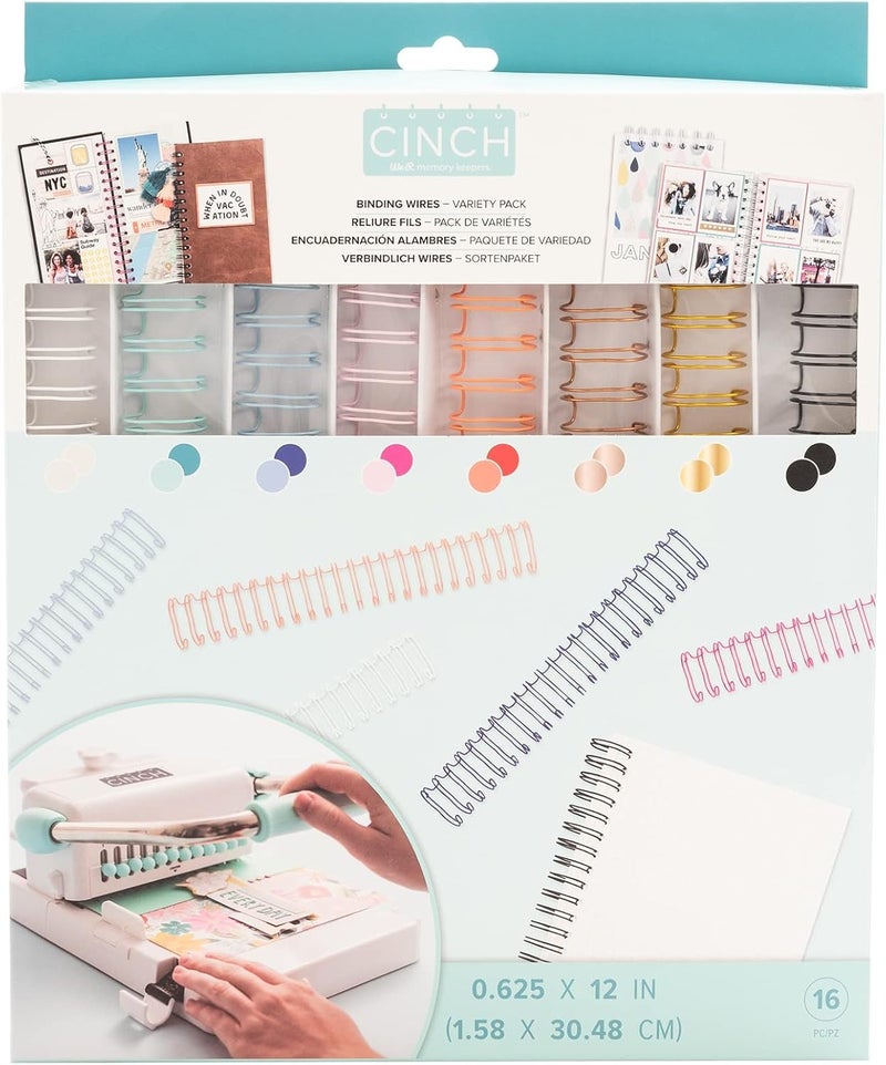 We R Memory Keepers Cinch Book Binding Wires Variety Pack - 16 Pieces, 5/8 Inch, Multi Color - Image 1