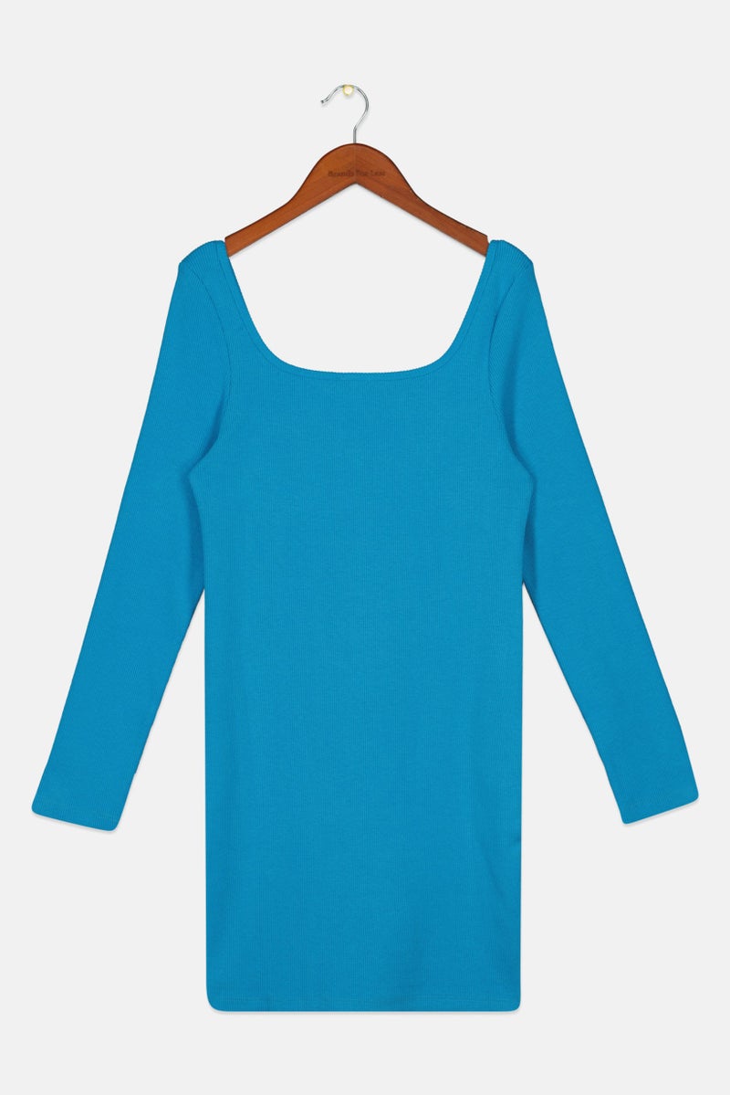 RIVER ISLAND Kids Girl Ribbed Midi Dress, Blue - Image 2