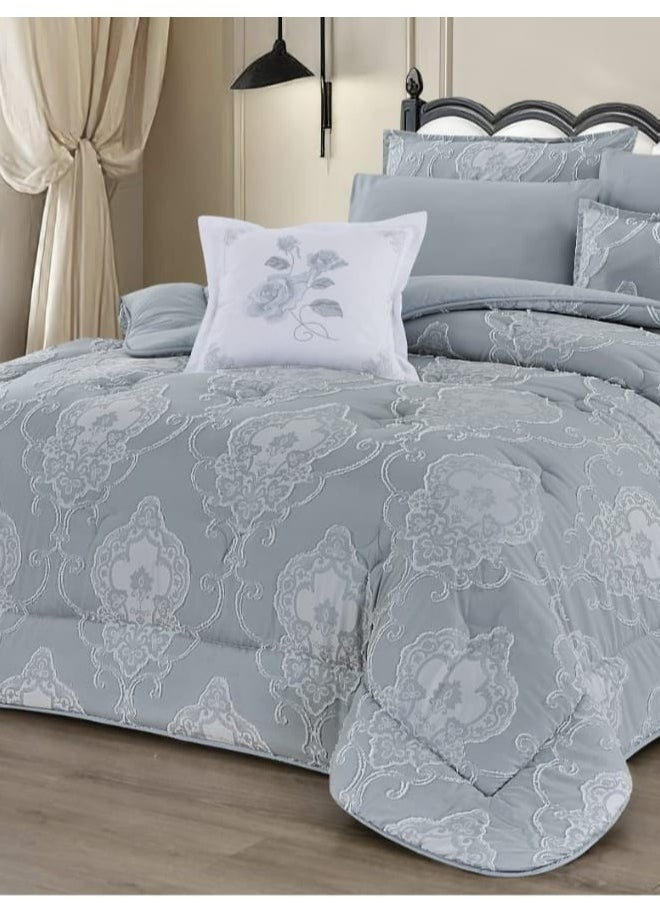 Summer bedspread, 4 pieces, one and a half, elegant design with lace line, suitable for bed size 120 x 200, quilt size 170 x 220 cm