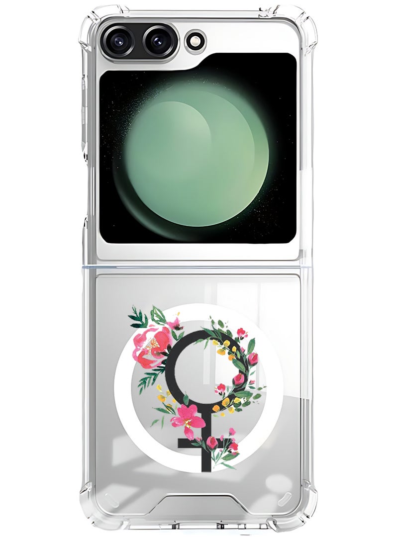 Theodor Magnetic Case for Samsung Galaxy Z Flip 6 Compatible with MagSafe Wireless Charging, Shockproof Phone Bumper Cover womens day floral - Image 1