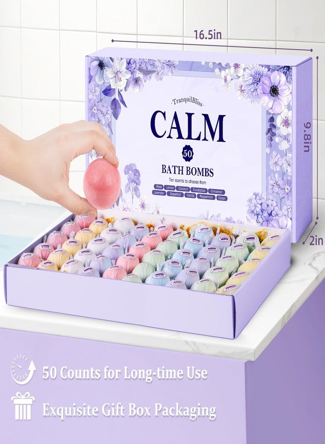 TranquilBliss Bath Bombs for Women, 50 PCS Set with 10 Rich Scents, Natural Bubble Bathbombs, Dry Skin Moisturizing, Present for Christmas, Mother’s Day, Birthday, for Mom, Wife, Her, Girls - Image 3