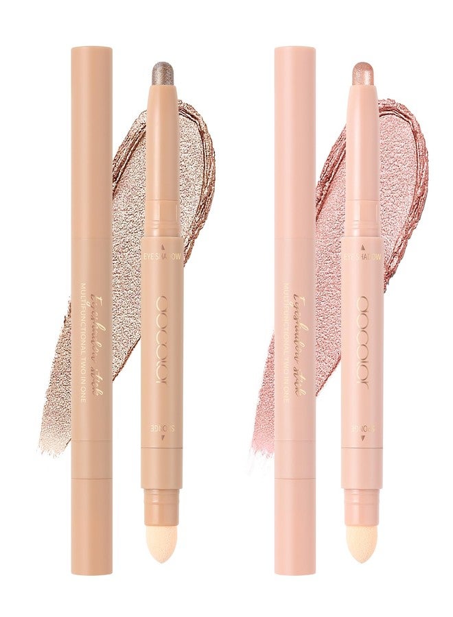 docolor Eyeshadow Stick, 2Pcs Cream Eye Shadow Sticks Brightener Eyeshadow Pencil Crayon Highlighter Eye Makeup Shadow Stick Sets with Crease-proof Formula Long Lasting Waterproof Eye Shadow Make Up - Image 1