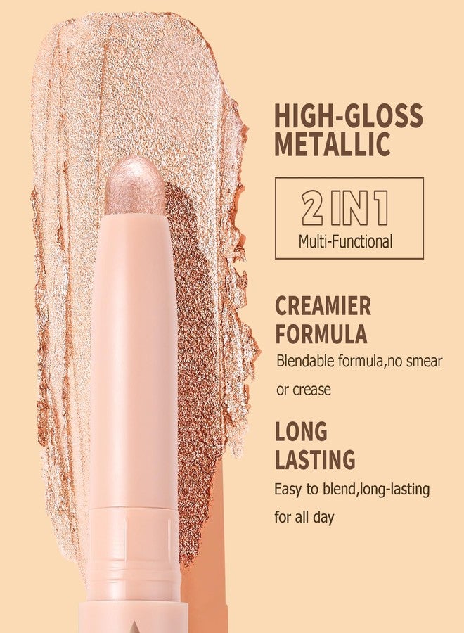 docolor Eyeshadow Stick, 2Pcs Cream Eye Shadow Sticks Brightener Eyeshadow Pencil Crayon Highlighter Eye Makeup Shadow Stick Sets with Crease-proof Formula Long Lasting Waterproof Eye Shadow Make Up - Image 4