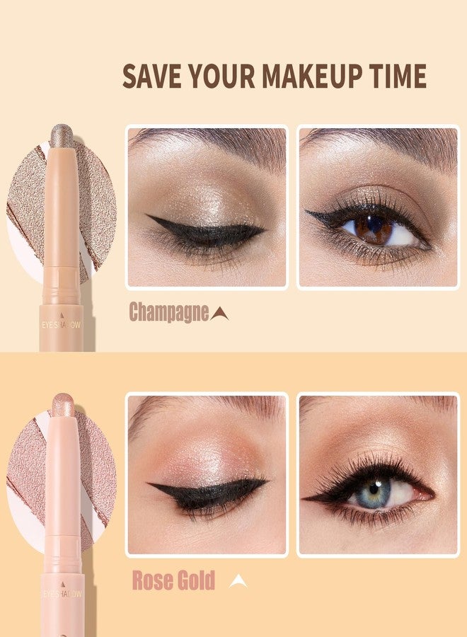 docolor Eyeshadow Stick, 2Pcs Cream Eye Shadow Sticks Brightener Eyeshadow Pencil Crayon Highlighter Eye Makeup Shadow Stick Sets with Crease-proof Formula Long Lasting Waterproof Eye Shadow Make Up - Image 3