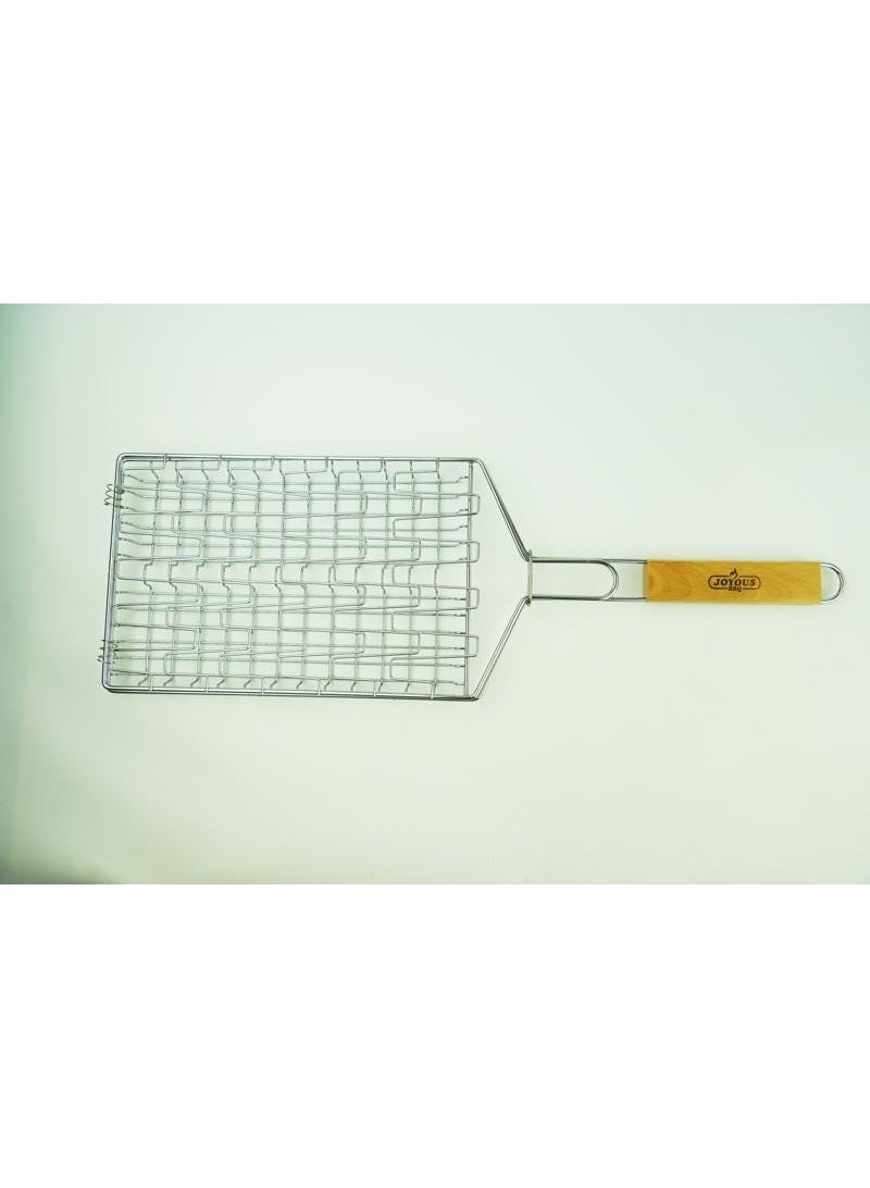 Joyous High Quality Flexible BBQ Grilling Basket Silver and Brown 32037 - Image 1