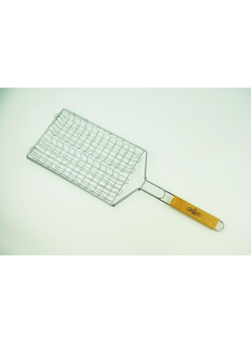 Joyous High Quality Flexible BBQ Grilling Basket Silver and Brown 32037 - Image 2