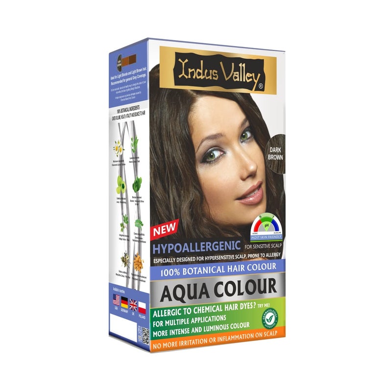 INDUS VALLEY Organic Natural Hypo Allergic Aqua Colour 100 Botanical Hair Colour Dark Brown 30ml  200g - Image 1