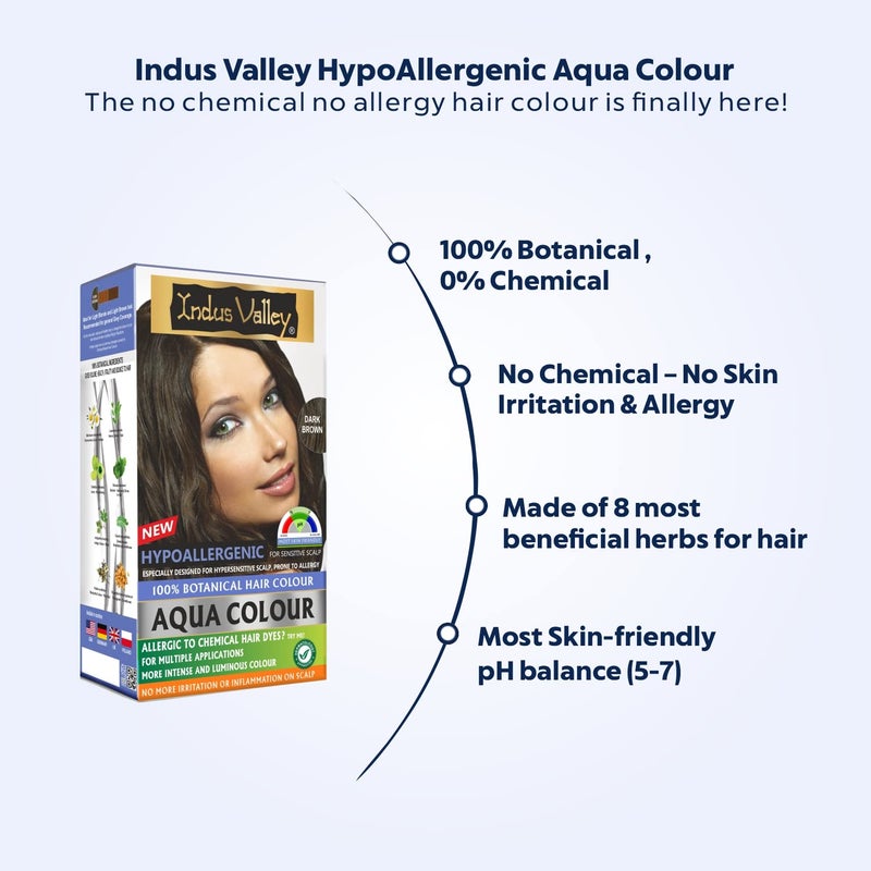 INDUS VALLEY Organic Natural Hypo Allergic Aqua Colour 100 Botanical Hair Colour Dark Brown 30ml  200g - Image 3