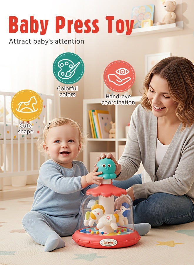 سوفت تاتش لعبة بيبي بريس، لعبة دوارة للأطفال، لعبة دوارة للدفع والدوران للأطفال الصغار، ألعاب تعليمية للأطفال، هدايا ألعاب تطويرية تفاعلية للأطفال من عمر 18 شهرًا فما فوق - Image 4