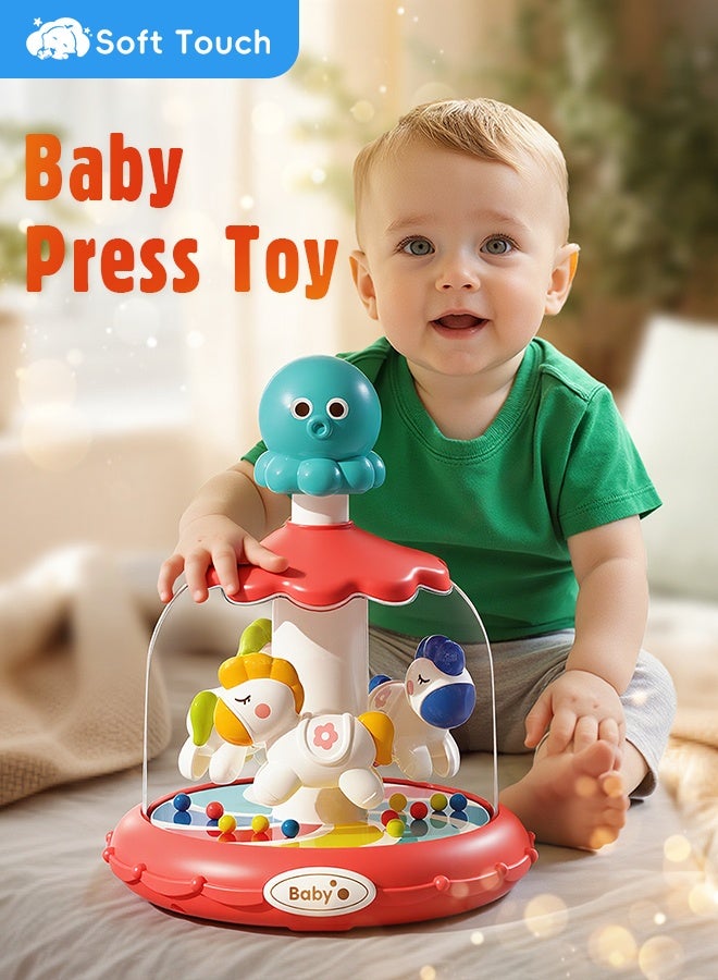 سوفت تاتش لعبة بيبي بريس، لعبة دوارة للأطفال، لعبة دوارة للدفع والدوران للأطفال الصغار، ألعاب تعليمية للأطفال، هدايا ألعاب تطويرية تفاعلية للأطفال من عمر 18 شهرًا فما فوق - Image 1