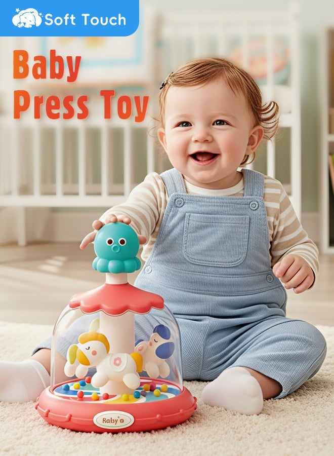 سوفت تاتش لعبة بيبي بريس، لعبة دوارة للأطفال، لعبة دوارة للدفع والدوران للأطفال الصغار، ألعاب تعليمية للأطفال، هدايا ألعاب تطويرية تفاعلية للأطفال من عمر 18 شهرًا فما فوق - Image 3