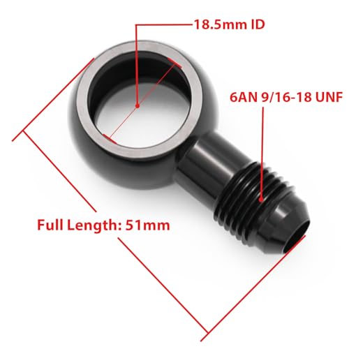 KRD PERFORMANCE Black Aluminum Fuel Banjo fitting M18 185mm ID Banjo hole to 6AN 916x18 UNF Male Flare Adapter Designed for Bosch 044 Fuel Pump - Image 3