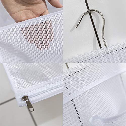 ALYER Hanging Mesh Bath Toy Organizer Bag,Large Shower Storage Caddy with Durable Hanger (White) - Image 3