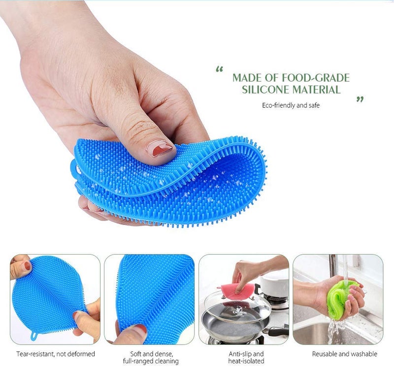 BONDWET Cotton Padded Oven Gloves Heat Proof MultiColor Set of Silicone Microwave Oven Heat Resistant Pinch Grip Mitten Silicone Washing Sponge for Kitchen Set of 1 Combo - Image 5