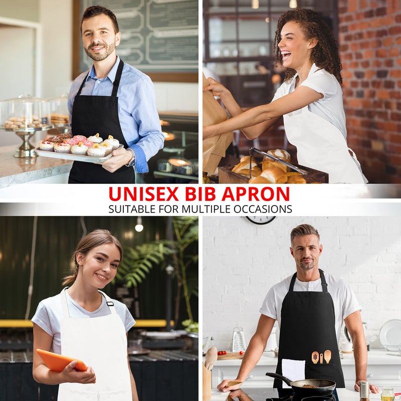 Utopia Kitchen 2 Pack Bib Apron, Adjustable with 2 Pockets, Water and Oil Resistant, Cooking Kitchen Chef Apron for Women Men (2 Pack, Black & White) - Image 5