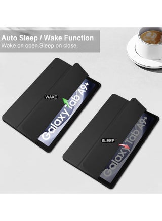 Hybrid Slim Case with Pen Holder for Samsung Galaxy Tab A9 Plus 11 Inch 2023 Model (SM-X210/X216/X218) Clear Transparent Back Shell Auto Wake/Sleep, Black - view 2