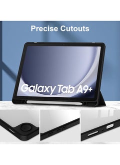 VKL Hybrid Slim Case with Pen Holder for Samsung Galaxy Tab A9 Plus 11 Inch 2023 Model (SM-X210/X216/X218) Clear Transparent Back Shell Auto Wake/Sleep, Black  - Image 4