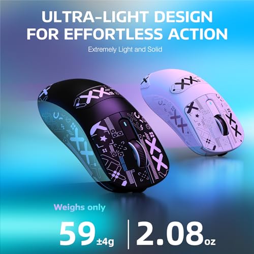 MANBASNAKE Attack Shark X3 Pro 4K/8K Hz Mouse, 59g Superlight BT/2.4G Wireless/Wired Gaming Mouse, PixArt PAW3395 Gaming Sensor, 26000 DPI, Griptape, Programmable Buttons for Win11/Xbox/PS/Mac(Black) - Image 3