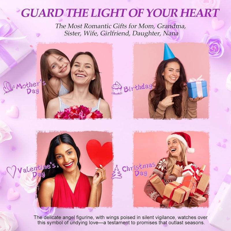 FIACO Gifts for Women Preserved Rose Forever Flower in Glass Angel Figurines Fresh Flowers for Delivery Prime Mothers Day Birthday Gifts for Mom Real Roses for Grandma Sister Wife Her from Daughter - Image 5