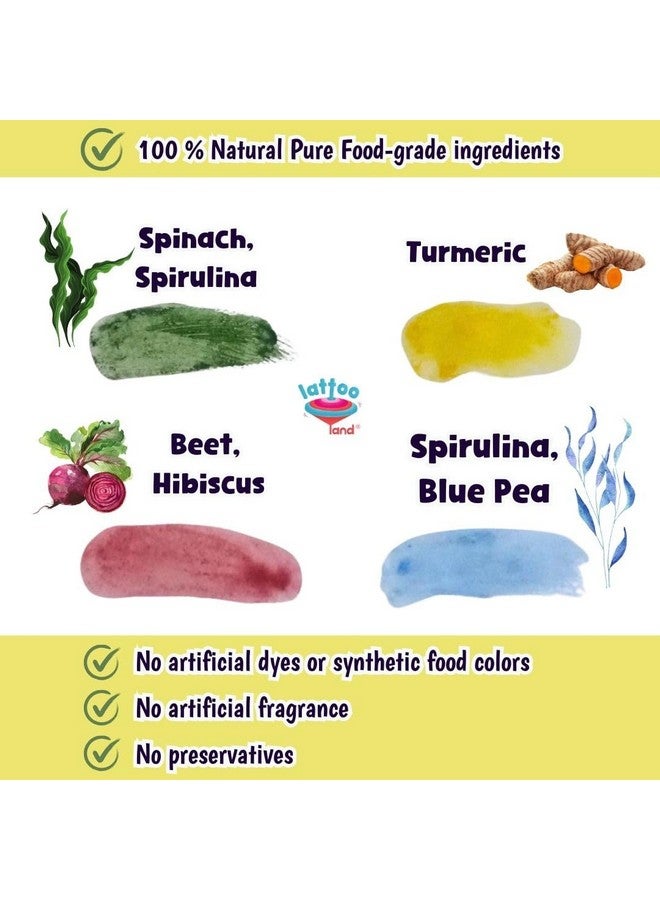 Lattooland Natural Vegan Finger Paints for Babies & Toddlers | Vegetable-based Paint Powders | Non-Toxic Baby Paint Set for Art, Craft | Eco-Friendly Color Paint Set | Taste-safe Toddler Paint Set | Sensory Play Paints for Kids Aged 6+ Months (4 Colors) | Washable Finger Paints for kids - Image 2
