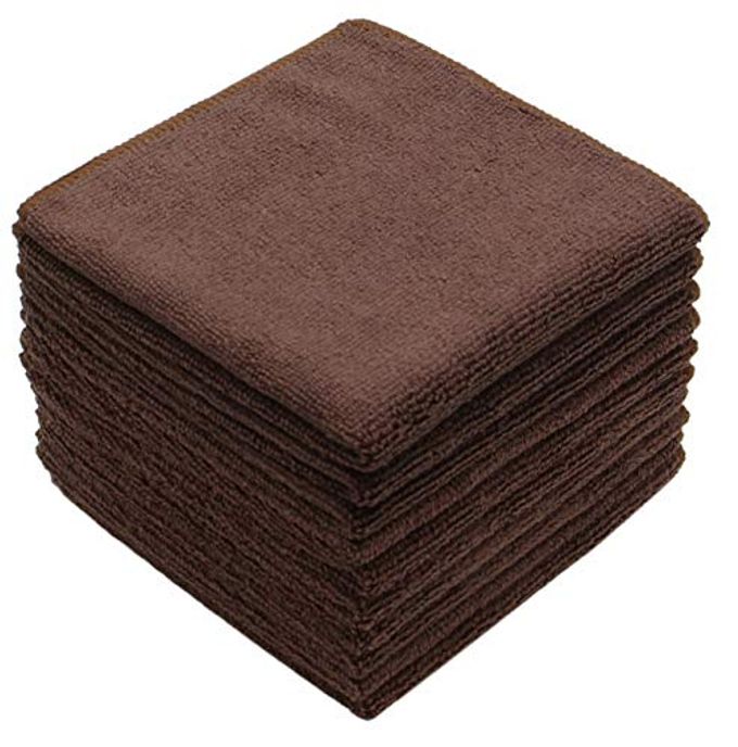 MICROFIBER DISH CLOTHS FAST DRYING KITCHEN CLEANING CLOTH DISH RAGS DUST CLOTHS ULTRA ABSORBENT LINT FREE WASHCLOTHS 12INCH X 12INCH 10 PACK BROWN