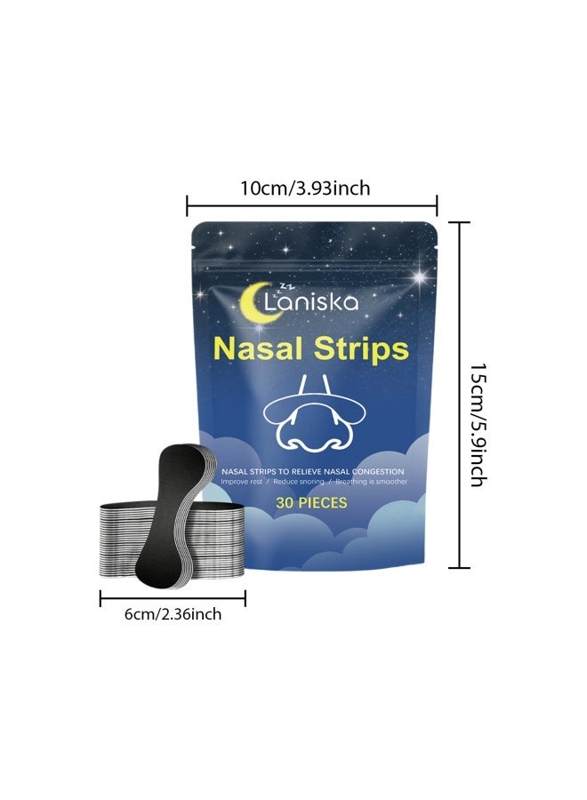 LANISKA 30 Pcs Nasal Strips for Snoring Extra Strength Nose Strips for Breathing with Strong Adhesion Sweat Resistant Design for All Day Use Improves Sleep and Workout Performance Black - Image 2