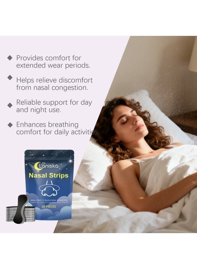 LANISKA 30 Pcs Nasal Strips for Snoring Extra Strength Nose Strips for Breathing with Strong Adhesion Sweat Resistant Design for All Day Use Improves Sleep and Workout Performance Black - Image 4