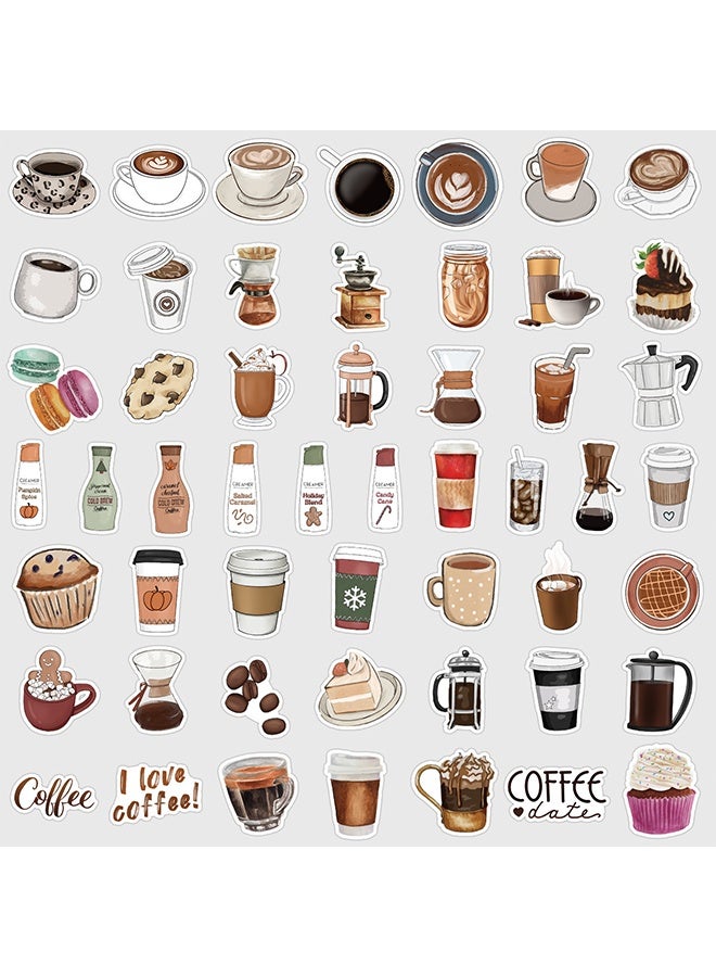 100 Pieces Coffee Stickers Vinyl Coffee Water Bottle Sticker Pack for Coffee Gifts, Coffee Party Favors, Coffee Accessories - Image 2
