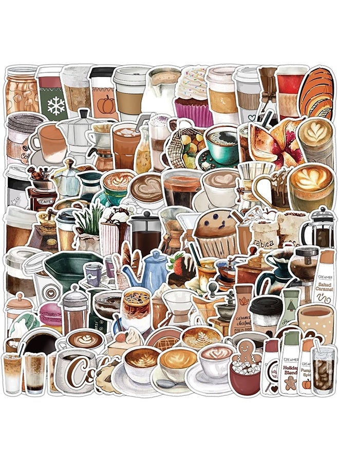 100 Pieces Coffee Stickers Vinyl Coffee Water Bottle Sticker Pack for Coffee Gifts, Coffee Party Favors, Coffee Accessories - Image 1