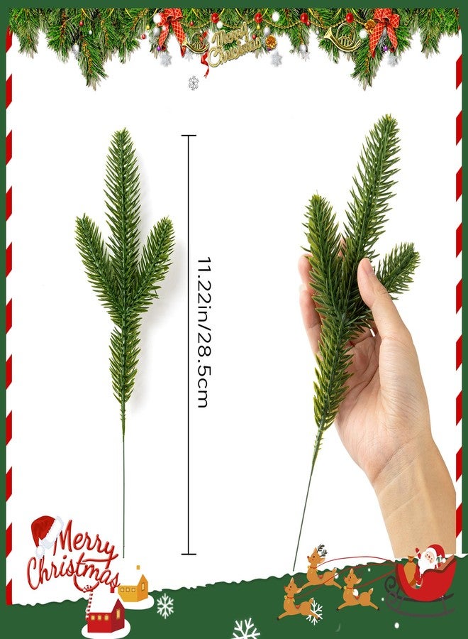 Crafare 15pcs Artificial Pine Branches Green Plants Fake Pine DIY Accessories for Garland Wreath Christmas Decor - Image 2
