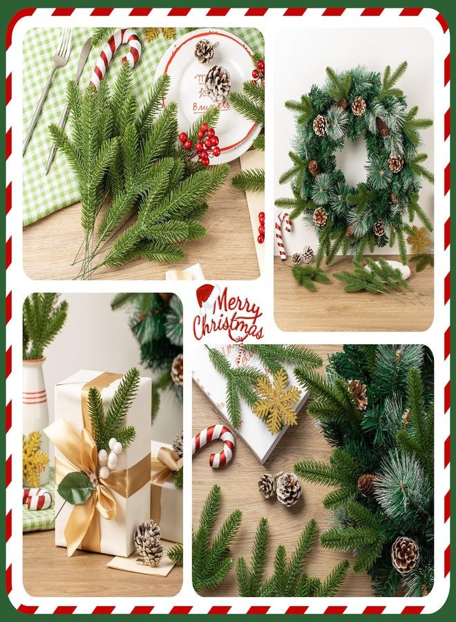 Crafare 15pcs Artificial Pine Branches Green Plants Fake Pine DIY Accessories for Garland Wreath Christmas Decor - Image 4