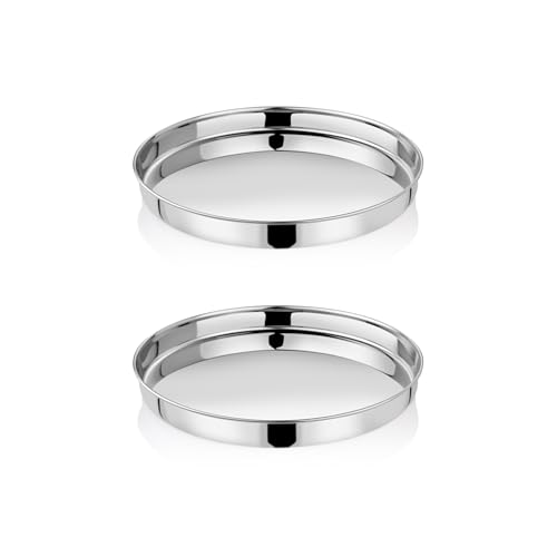 EMBASSY Coil Khumcha/Dinner Plate, Size 11, 29.1 cms (Pack of 2, Stainless Steel) - Image 1